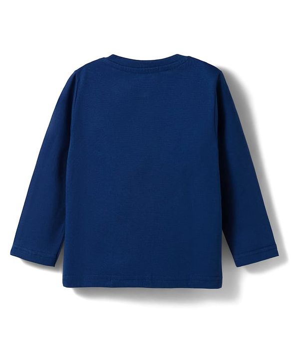 Babyhug Cotton Knit Full Sleeves T-Shirt & Pyjama Night Suit with Basketball Print - Navy Blue