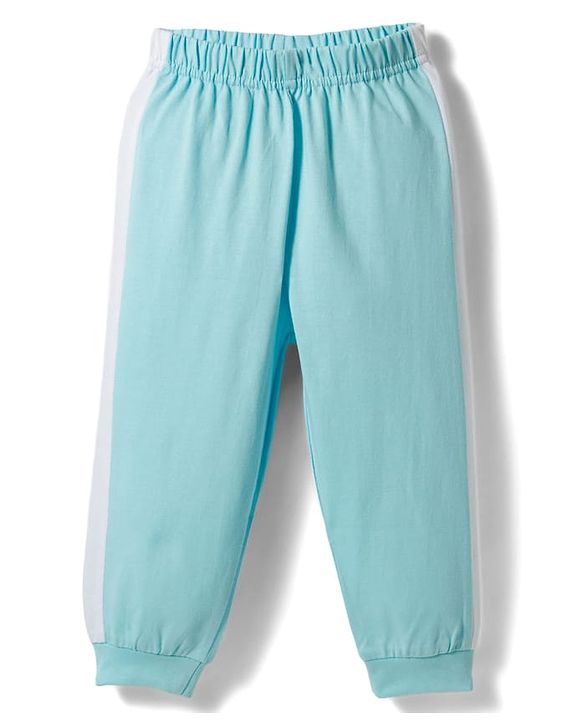 Babyhug Cotton Knit Full Raglan Sleeves T-Shirt & Pyjama Night Suit With Animal Print - Light Blue