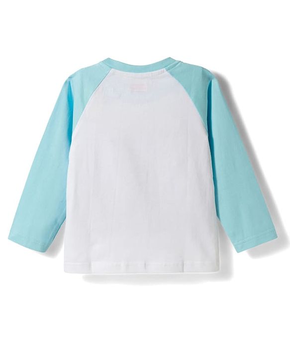 Babyhug Cotton Knit Full Raglan Sleeves T-Shirt & Pyjama Night Suit With Animal Print - Light Blue