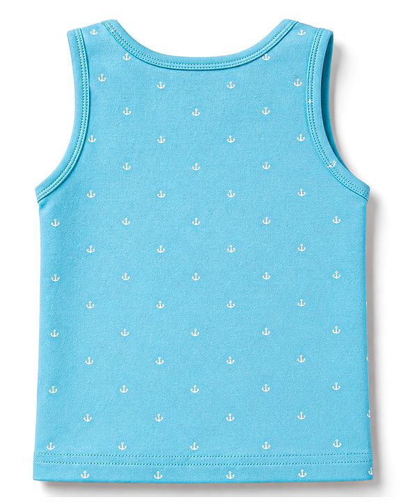 Babyhug 100% Cotton Knit Sleeveless Striped & Nautical Theme Printed Sando Vests Pack Of 3 - Multicolor