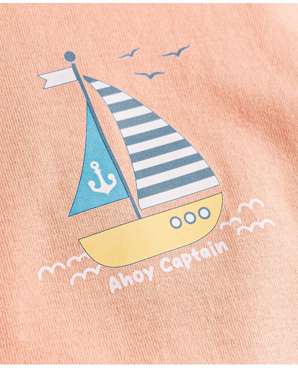 Babyhug 100% Cotton Knit Sleeveless Striped & Nautical Theme Printed Sando Vests Pack Of 3 - Multicolor