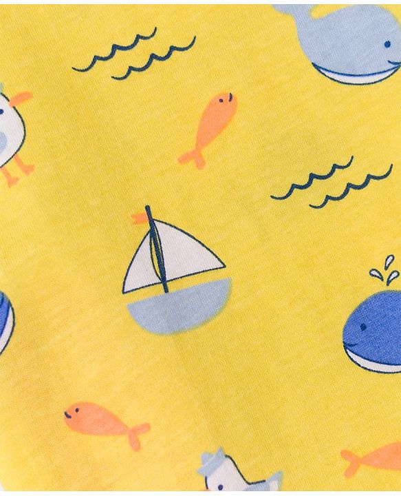Babyhug Single Jersey Knit Sleeveless Striped & Boat Printed Sando Pack Of 3 - Multicolour