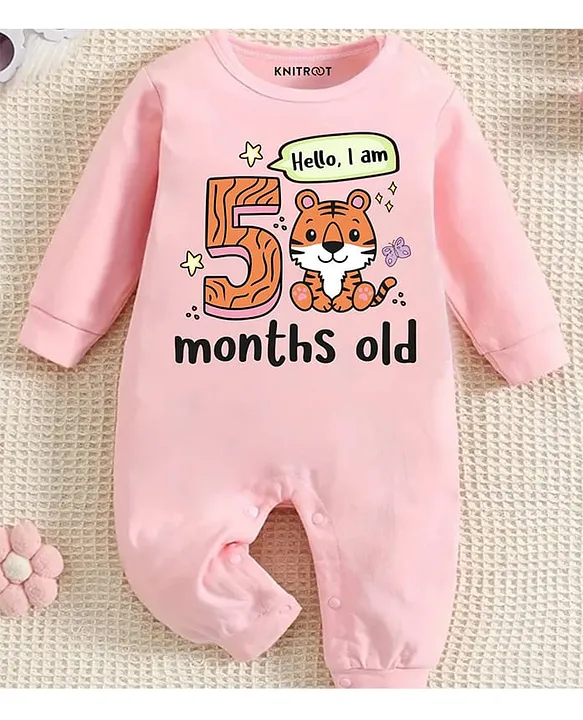 Buy KNITROOT Cotton Knit Full Sleeves Hello I Am 5 Months Old Text