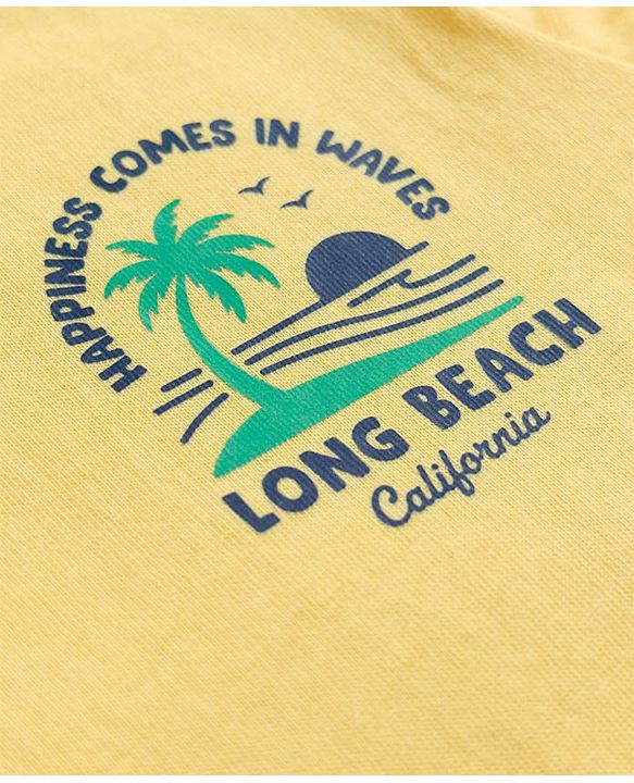 Babyhug Cotton Knit Half Sleeves Striped T-Shirts with Beach Theme Print Pack of 3 - Multicolor