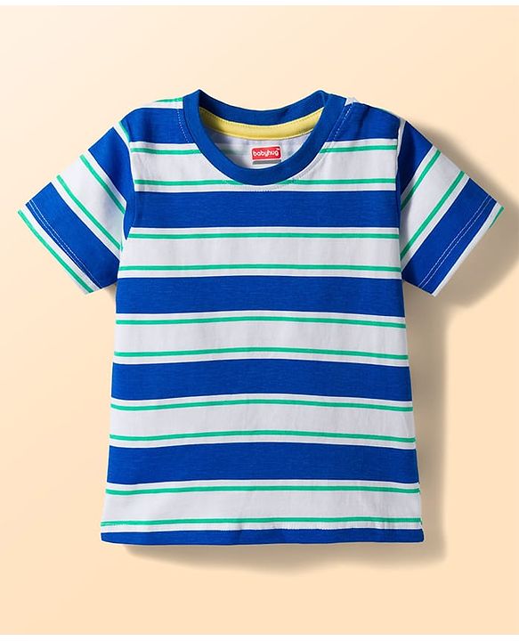 Babyhug Cotton Knit Half Sleeves Striped T-Shirts with Beach Theme Print Pack of 3 - Multicolor