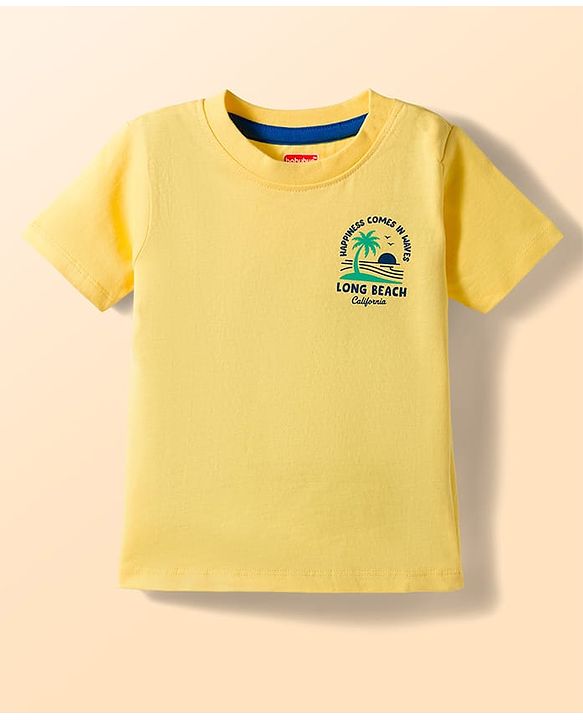 Babyhug Cotton Knit Half Sleeves Striped T-Shirts with Beach Theme Print Pack of 3 - Multicolor