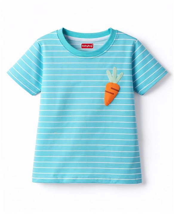 Babyhug Cotton Knit T-Shirts Half Sleeves Striped with Car Carrot & Tree Print Pack of 3 - Multicolor