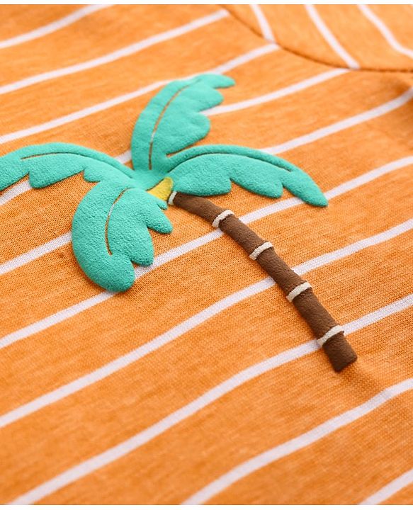 Babyhug Cotton Knit T-Shirts Half Sleeves Striped with Car Carrot & Tree Print Pack of 3 - Multicolor