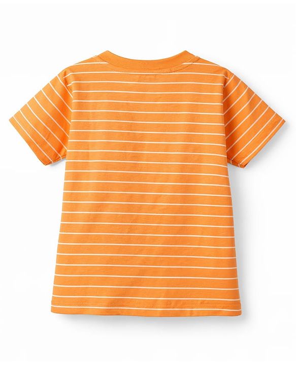 Babyhug Cotton Knit T-Shirts Half Sleeves Striped with Car Carrot & Tree Print Pack of 3 - Multicolor