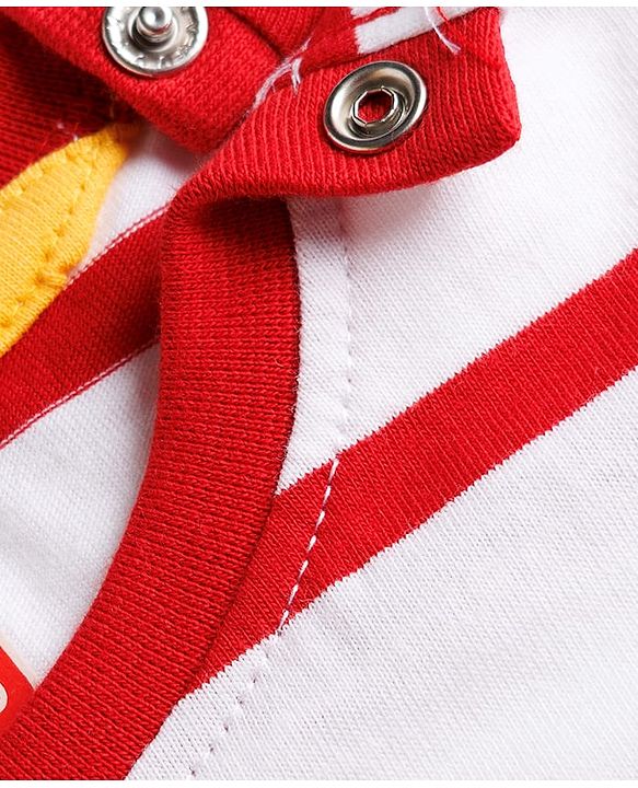 Babyhug Cotton Knit Half Sleeves Striped Tee with Graphics Multi Color 6-9 Months