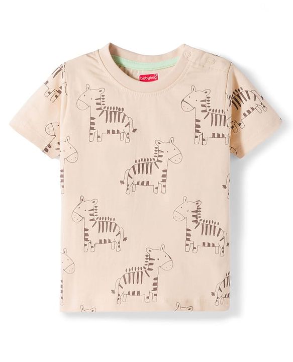 Babyhug Cotton Knit Half Sleeves T-Shirts with Animal Print Pack of 3 - Multicolor