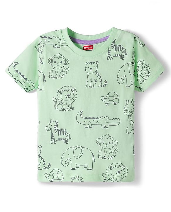 Babyhug Cotton Knit Half Sleeves T-Shirts with Animal Print Pack of 3 - Multicolor