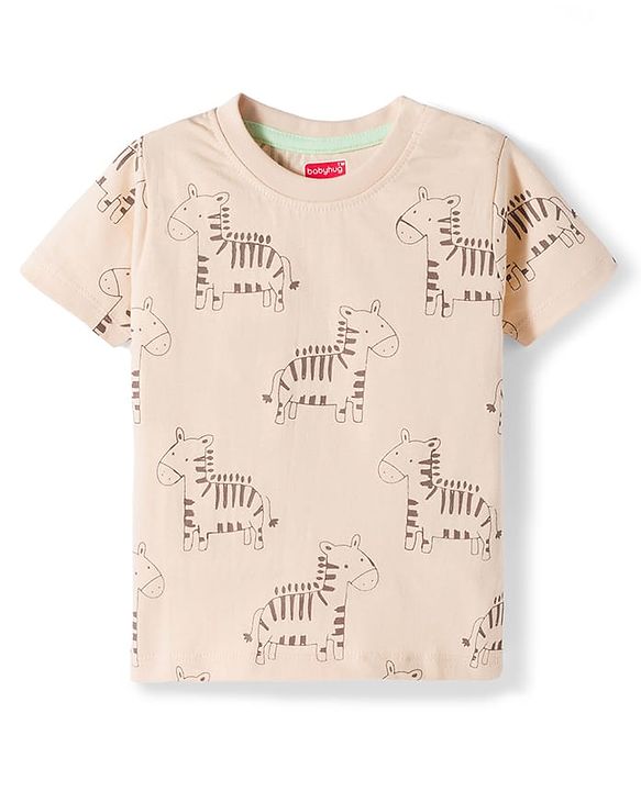 Babyhug Cotton Knit Half Sleeves T-Shirts with Animal Print Pack of 3 - Multicolor