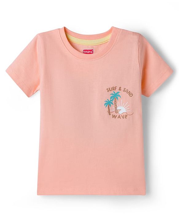 Babyhug Cotton Knit Half Sleeves Striped T-Shirts with Beach Theme Graphic Pack of 3 - Multicolor