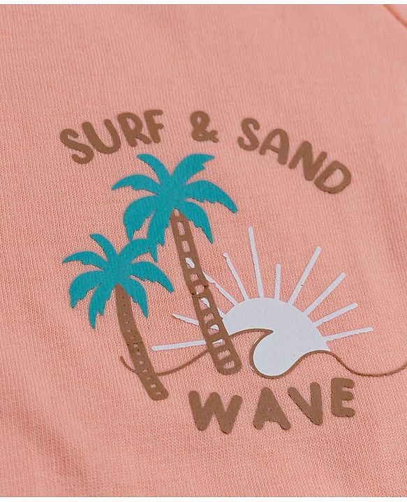 Babyhug Cotton Knit Half Sleeves Striped T-Shirts with Beach Theme Graphic Pack of 3 - Multicolor