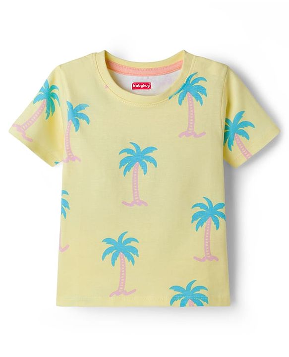 Babyhug Cotton Knit Half Sleeves Striped T-Shirts with Beach Theme Graphic Pack of 3 - Multicolor