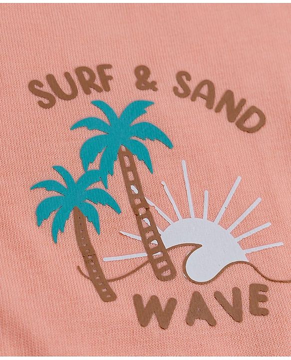 Babyhug Cotton Knit Half Sleeves Striped T-Shirts with Beach Theme Graphic Pack of 3 - Multicolor