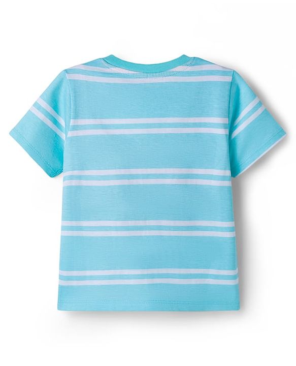 Babyhug Cotton Knit Half Sleeves Striped T-Shirts with Beach Theme Graphic Pack of 3 - Multicolor
