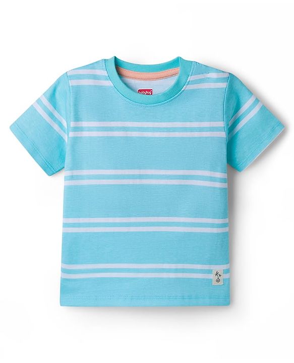 Babyhug Cotton Knit Half Sleeves Striped T-Shirts with Beach Theme Graphic Pack of 3 - Multicolor