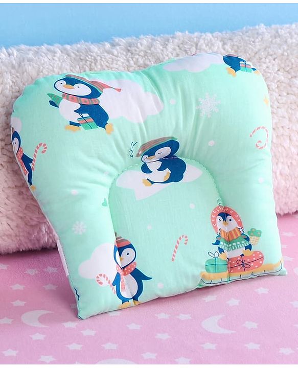 Babyhug U Shape Pillow Penguin Print - Green
