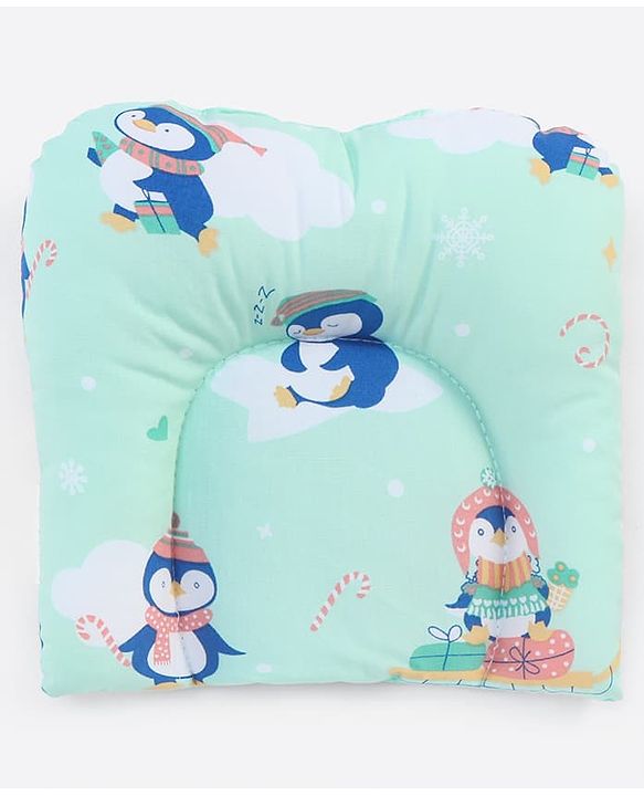 Babyhug U Shape Pillow Penguin Print - Green