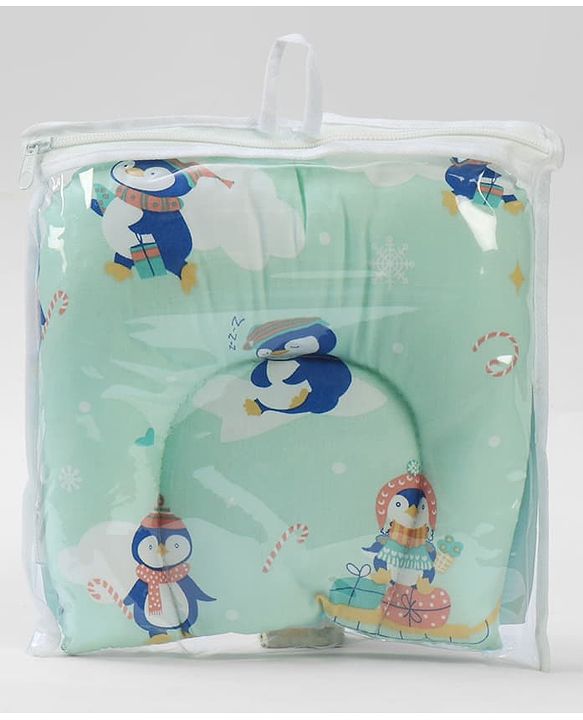 Babyhug U Shape Pillow Penguin Print - Green