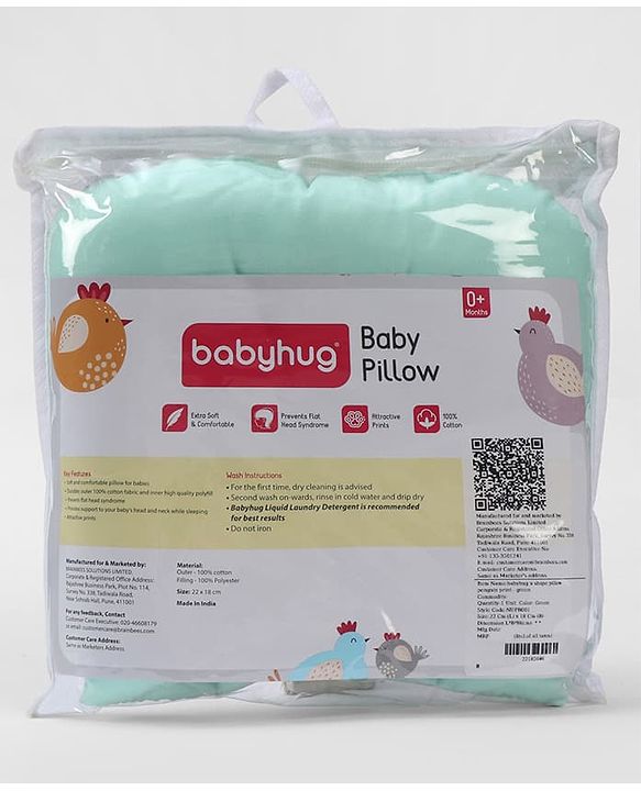 Babyhug U Shape Pillow Penguin Print - Green