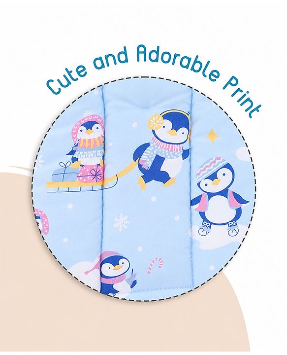 Babyhug 100% Cotton Sleeping Bag cum Carry Nest Penguin Print - Blue| Soft & Cozy| Light Weight & Easy to Carry| Travel Friendly| Easy Zipper Closure| New Born Essential| Washable| Gifting Option