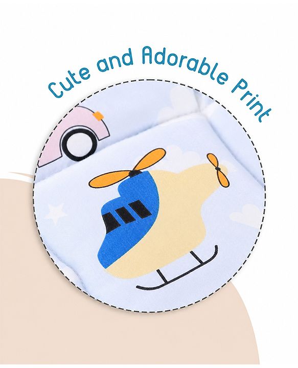 Babyhug 100% Cotton Sleeping Bag cum Carry Nest Penguin Print - Blue| Soft & Cozy| Light Weight & Easy to Carry| Travel Friendly| Easy Zipper Closure| New Born Essential| Washable| Gifting Option