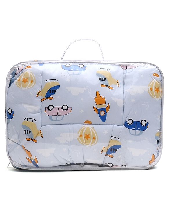 Babyhug 100% Cotton Sleeping Bag cum Carry Nest Penguin Print - Blue| Soft & Cozy| Light Weight & Easy to Carry| Travel Friendly| Easy Zipper Closure| New Born Essential| Washable| Gifting Option