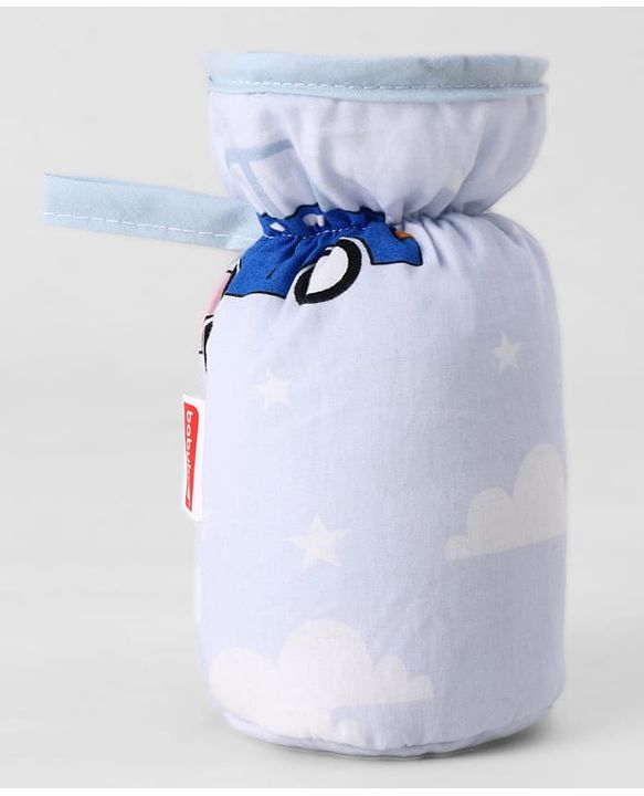 Babyhug Bottle Cover Medium Transport Print - Blue| 0-24 Months| Fits Upto 200 ml Bottle| Soft Cotton Sleeve| Elastic Neck & Carry Loop| Machine Washable| for All Standard Bottles