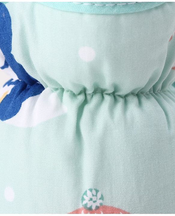 Babyhug Bottle Cover Large Penguin Print - Green| 0-24 Months| Fits Upto 280 ml Bottle| Soft Cotton Sleeve| Elastic Neck & Carry Loop| Machine Washable| for All Standard Bottles