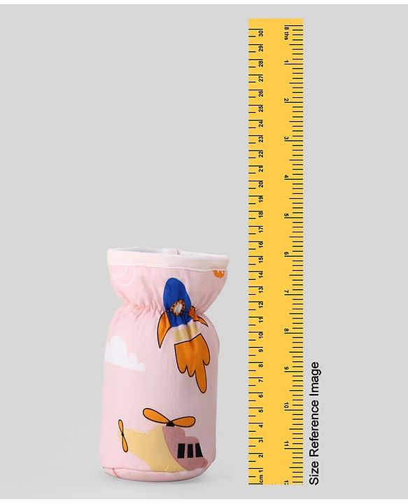 Babyhug Bottle Cover Medium Transport Print - Peach| 0-24 Months| Fits Upto 200 ml Bottle| Soft Cotton Sleeve| Elastic Neck & Carry Loop| Machine Washable| for All Standard Bottles