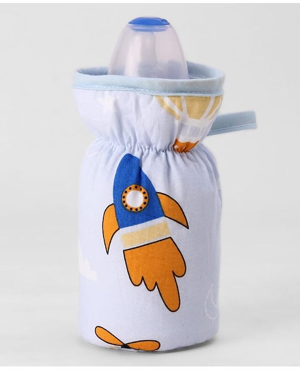 Babyhug Bottle Cover Large Penguin Print - Green| 0-24 Months| Fits Upto 280 ml Bottle| Soft Cotton Sleeve| Elastic Neck & Carry Loop| Machine Washable| for All Standard Bottles