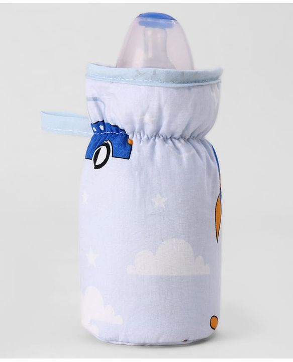 Babyhug Bottle Cover Large Penguin Print - Green| 0-24 Months| Fits Upto 280 ml Bottle| Soft Cotton Sleeve| Elastic Neck & Carry Loop| Machine Washable| for All Standard Bottles