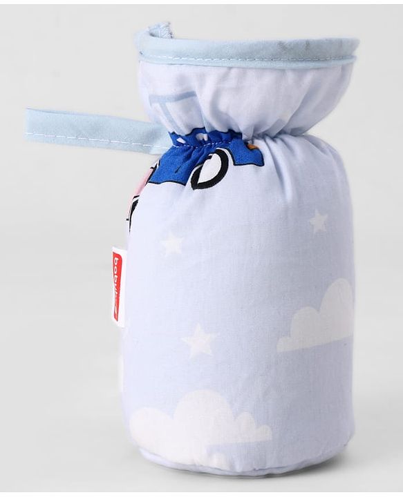 Babyhug Bottle Cover Large Penguin Print - Green| 0-24 Months| Fits Upto 280 ml Bottle| Soft Cotton Sleeve| Elastic Neck & Carry Loop| Machine Washable| for All Standard Bottles