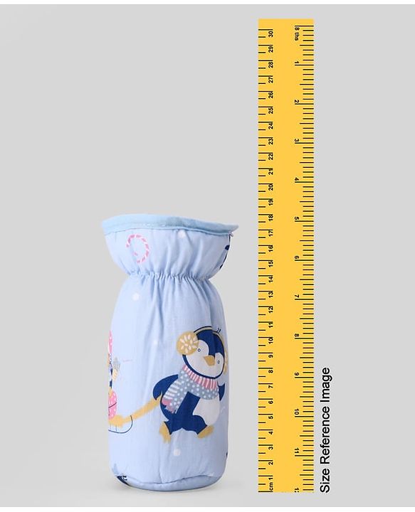 Babyhug Bottle Cover Large Penguin Print - Green| 0-24 Months| Fits Upto 280 ml Bottle| Soft Cotton Sleeve| Elastic Neck & Carry Loop| Machine Washable| for All Standard Bottles