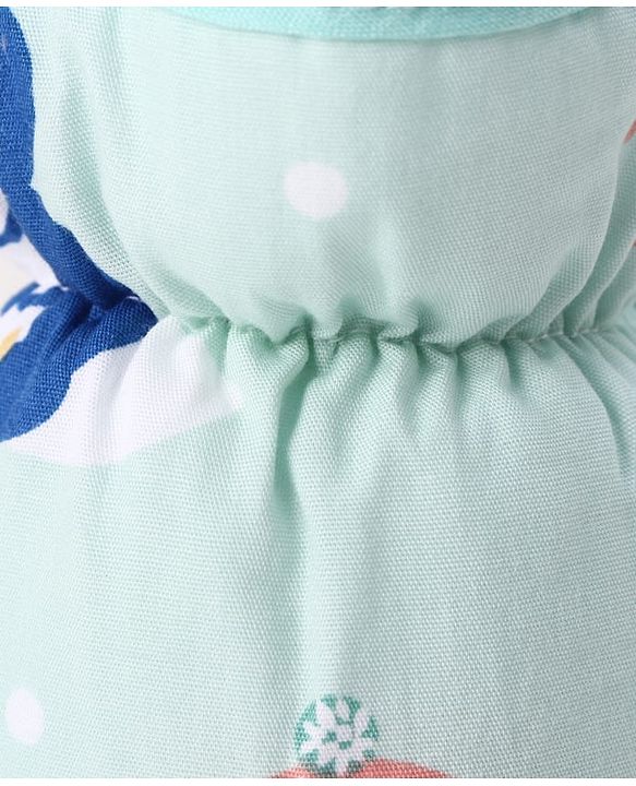 Babyhug Bottle Cover Medium Penguin Print - Green| 0-24 Months| Fits Upto 200 ml Bottle| Soft Cotton Sleeve| Elastic Neck & Carry Loop| Machine Washable| for All Standard Bottles