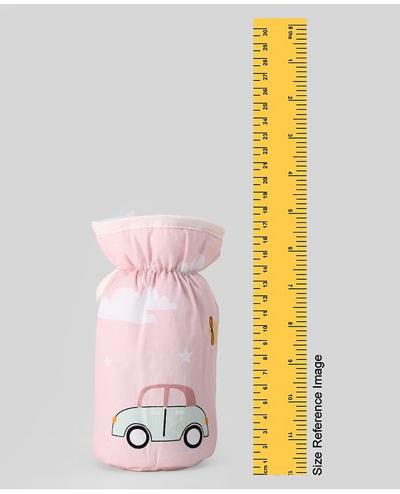 Babyhug Bottle Cover Large Transport Print - Peach| 0-24 Months| Fits Upto 280 ml Bottle| Soft Cotton Sleeve| Elastic Neck & Carry Loop| Machine Washable| for All Standard Bottles