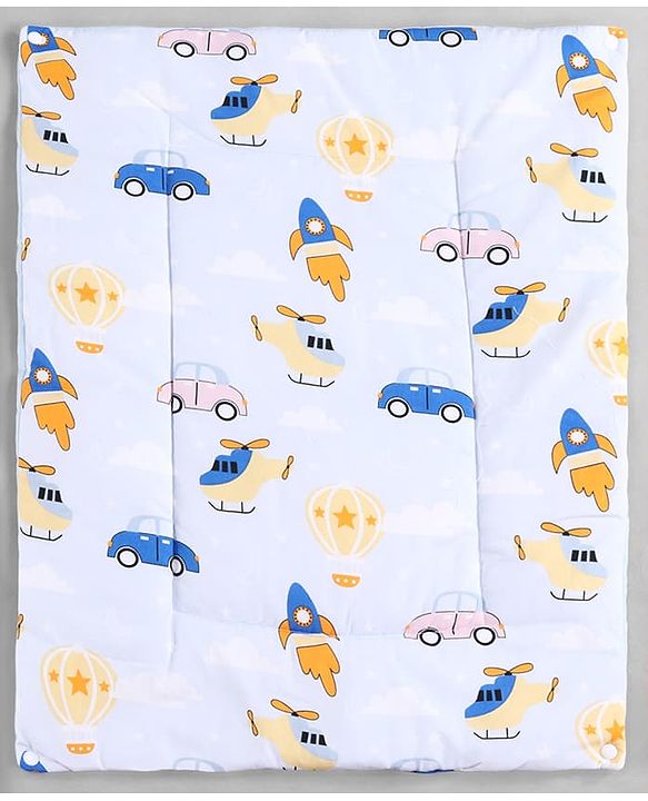 Babyhug Diaper Changing Mat Set of 3 with Removable Waterproof Dry Sheet Transport Print - Blue| Soft & Breathable|Absorbent Top Layer|Leakproof| Reusable| Quick Dry| Travel Friendly| Machine Washable