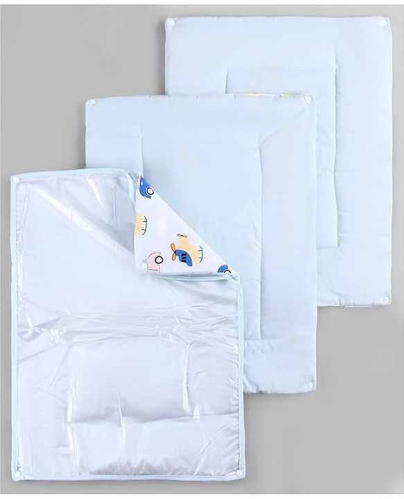 Babyhug Diaper Changing Mat Set of 3 with Removable Waterproof Dry Sheet Transport Print - Blue| Soft & Breathable|Absorbent Top Layer|Leakproof| Reusable| Quick Dry| Travel Friendly| Machine Washable