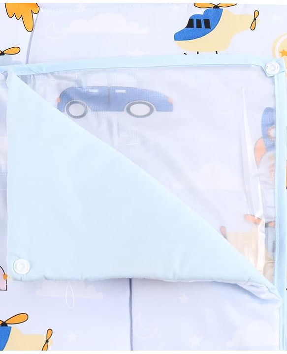 Babyhug Diaper Changing Mat Set of 3 with Removable Waterproof Dry Sheet Transport Print - Blue| Soft & Breathable|Absorbent Top Layer|Leakproof| Reusable| Quick Dry| Travel Friendly| Machine Washable