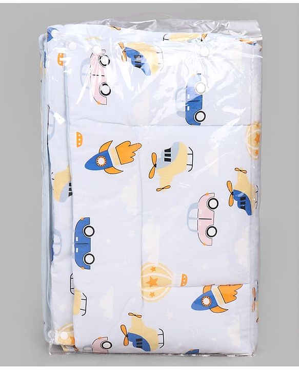Babyhug Diaper Changing Mat Set of 3 with Removable Waterproof Dry Sheet Transport Print - Blue| Soft & Breathable|Absorbent Top Layer|Leakproof| Reusable| Quick Dry| Travel Friendly| Machine Washable