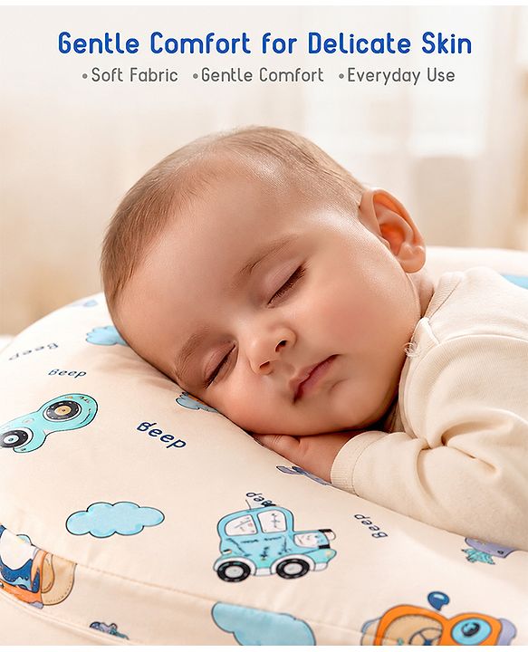 Babyhug Cotton Feeding Pillow With Belt Penguin Print - Green | Fits upto waist size 36 inches