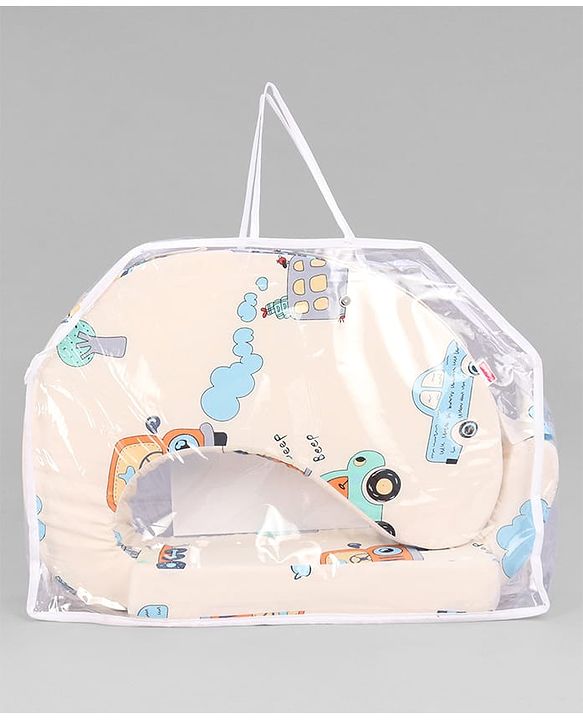 Babyhug Cotton Feeding Pillow With Belt Penguin Print - Green | Fits upto waist size 36 inches