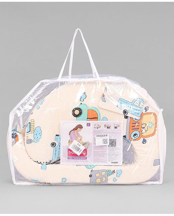 Babyhug Cotton Feeding Pillow With Belt Penguin Print - Green | Fits upto waist size 36 inches