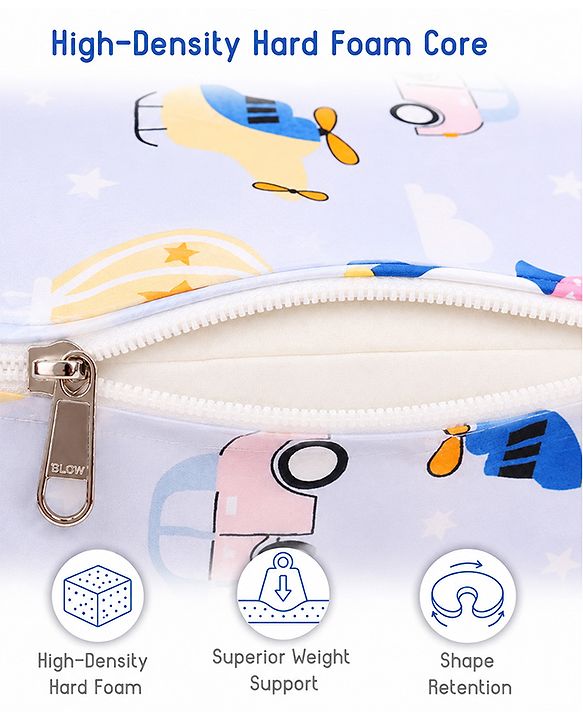 Babyhug Cotton Feeding Pillow With Belt Transport Print - Blue | Fits upto waist size 36 inches