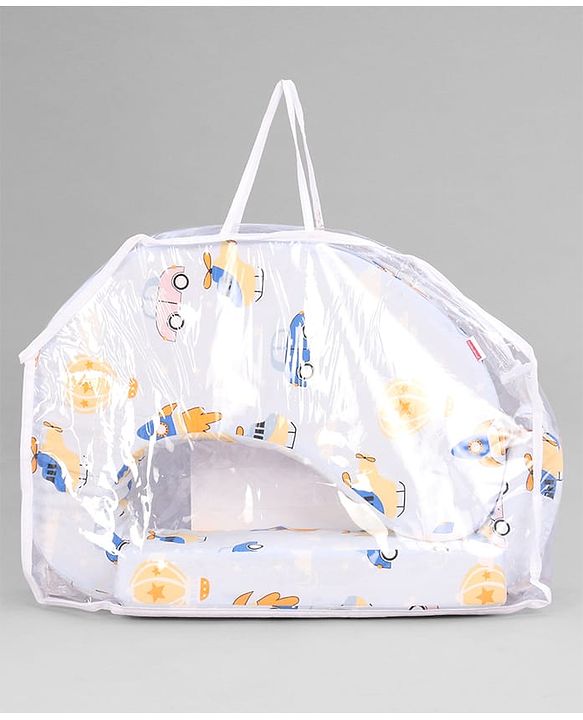 Babyhug Cotton Feeding Pillow With Belt Transport Print - Blue | Fits upto waist size 36 inches