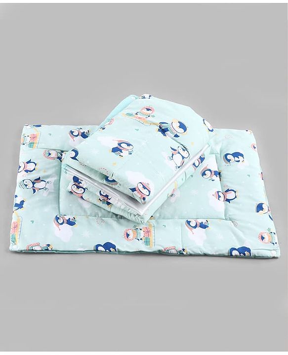 Babyhug Diaper Changing Mat Set of 3 with Removable Waterproof Dry Sheet Penguin Print -Green| Soft & Breathable| Absorbent Top Layer| Leakproof| Reusable| Quick Dry| Travel Friendly| Machine Washable