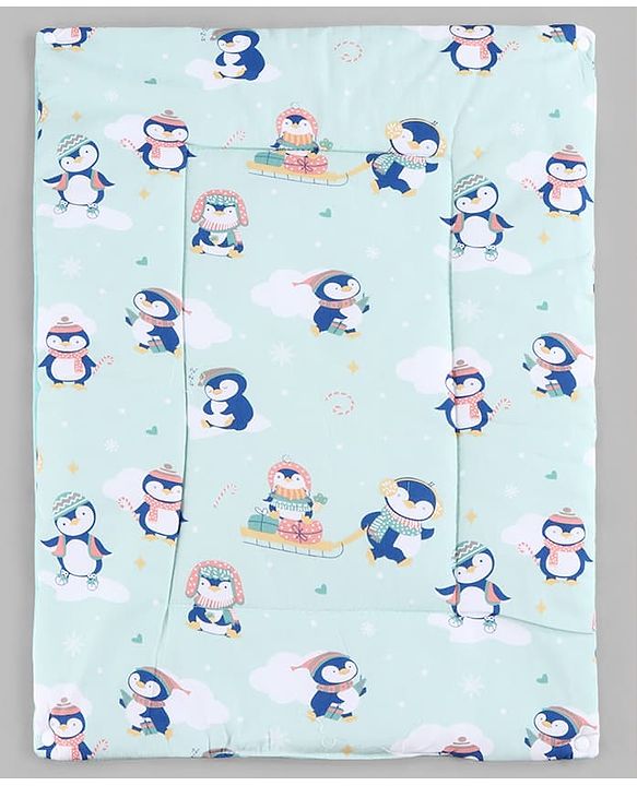 Babyhug Diaper Changing Mat Set of 3 with Removable Waterproof Dry Sheet Penguin Print -Green| Soft & Breathable| Absorbent Top Layer| Leakproof| Reusable| Quick Dry| Travel Friendly| Machine Washable